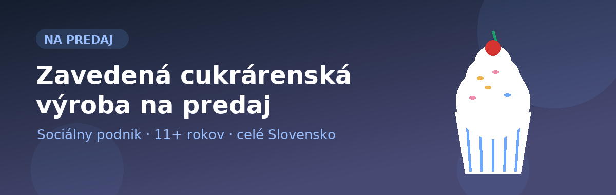 Zavedená cukrárenská výroba na predaj – sociálny podnik
