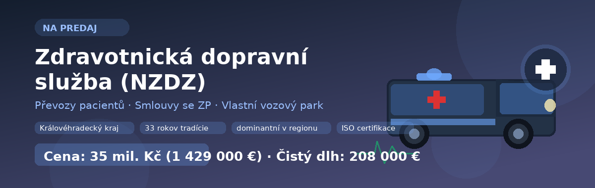 Zdravotnická dopravní služba (NZDZ) na predaj – ČR, 33 rokov tradície